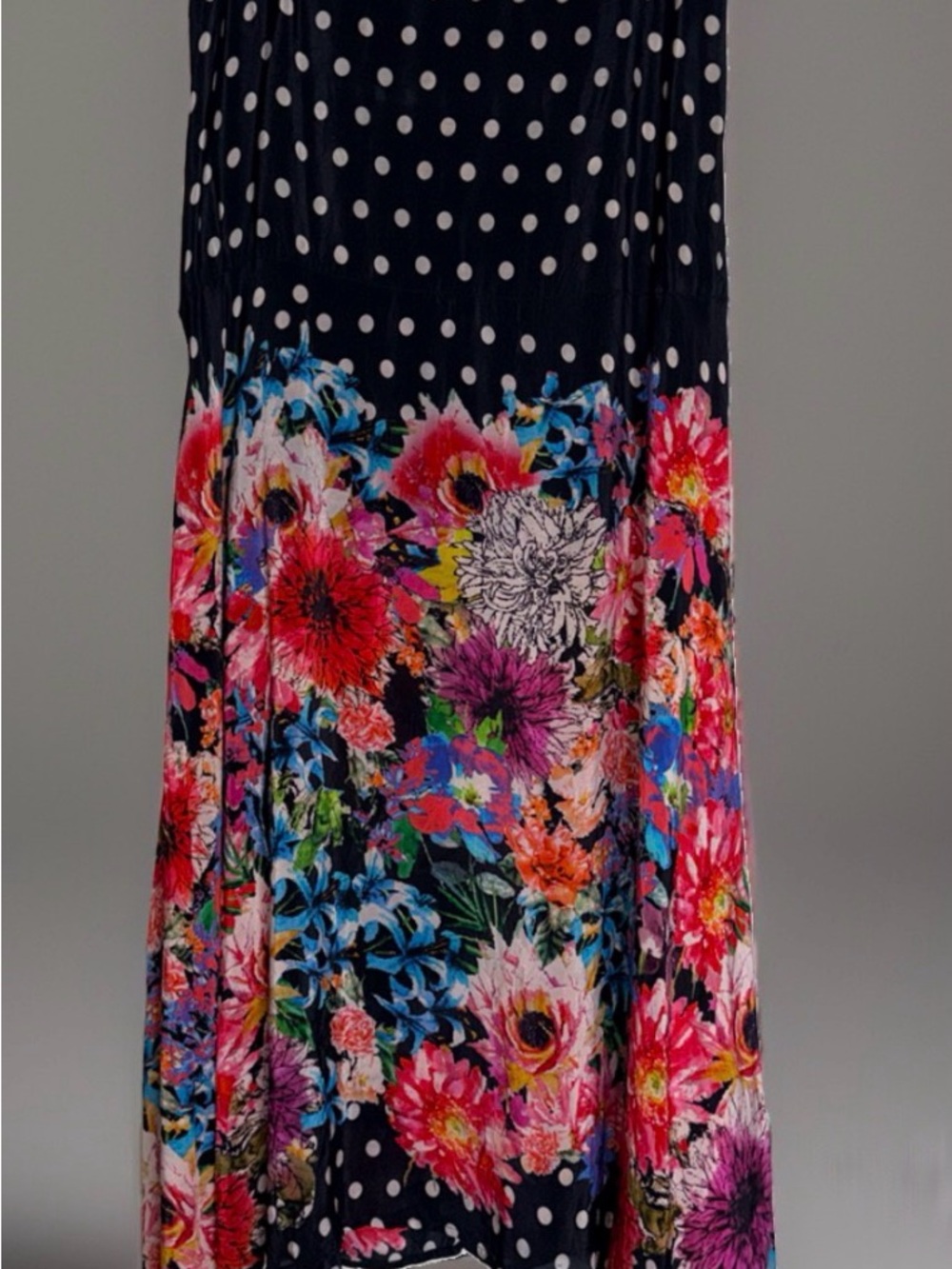 Anthropologie Tolani Women’s Black Floral Polka Dot Skirt Maxi Asymmetric Size L